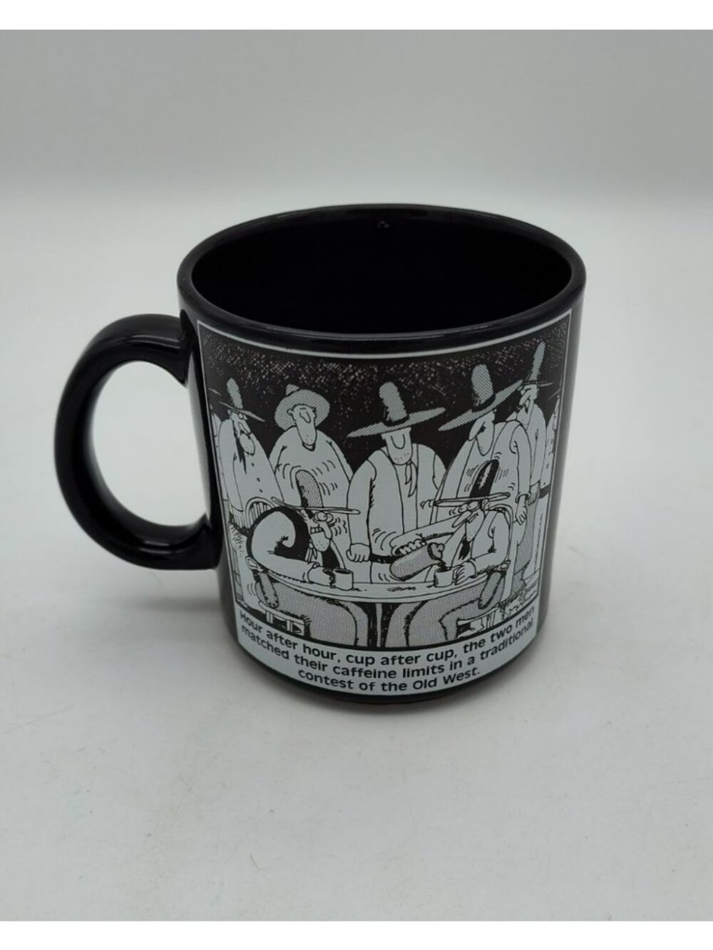 Far Side Gary Larson Coffee Mug Cup Caffeine Limits Old West Cowboy 1984 Vintage
